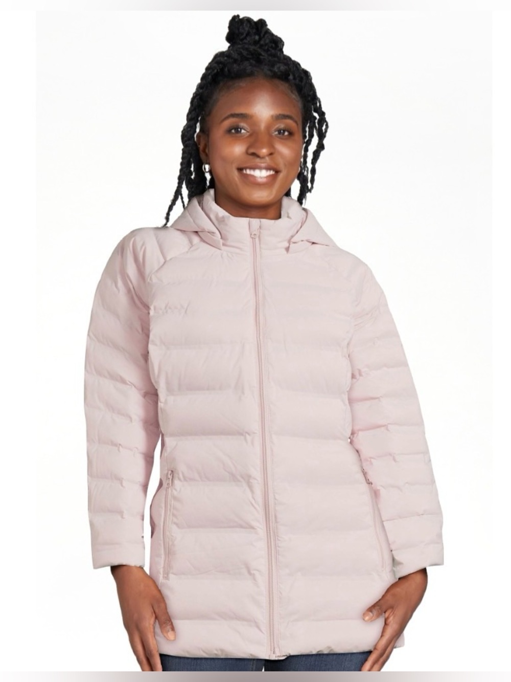 Time and Tru Women's and Plus Packable Stretch Zip Up Puffer Jacket | Medium